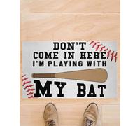 Felpudo Entrada casa Felpudo Gracioso de béisbol: ¡No entres, Estoy Jugando con mi Bate!