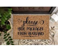 Felpudo Entrada casa Felpudo Gracioso: «por Favor, esconde los Paquetes de tu Marido»