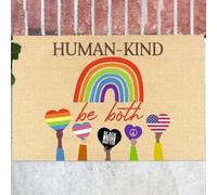 Felpudo Entrada casa Felpudo «La Humanidad es ambas Cosas» - Black Lives Matter, Igualdad LGBT, Justicia, Ciencia es Real. para Interiores y Exteriores.