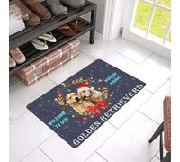 Felpudo Entrada casa Felpudo navideño con diseño de Golden Retrievers: ¡Bienvenidos a casa!