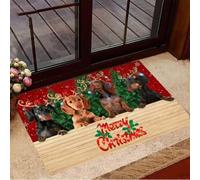 Felpudo Entrada casa Felpudo navideño con diseño de Perro Salchicha, Ideal para Parejas.