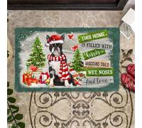 Felpudo Entrada casa Felpudo navideño para Perros con la Frase Este hogar está Lleno de Besos de Boston Terrier