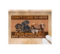 Felpudo Entrada casa Felpudo No entres, Estoy Jugando con mis Perros Salchicha para Amantes de los Perros