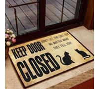 Felpudo Entrada casa Felpudo para Amantes de los Gatos: «Puerta Cerrada. No Dejes Salir a los Gatos». Regalo Ideal para Amantes de los Gatos y Sus Mascotas.