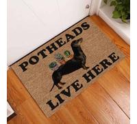 Felpudo Entrada casa Felpudo para Interior y Exterior con diseño de Perro Salchicha y la Frase Aquí Viven los fumetas.