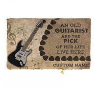 Felpudo Entrada casa Felpudo para Perros, Guitarras eléctricas, un Viejo Guitarrista, Felpudo Personalizado