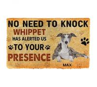 Felpudo Entrada casa Felpudo para Perros: No Hace Falta Llamar. Felpudo Personalizado con el Nombre de tu Perro Whippet.