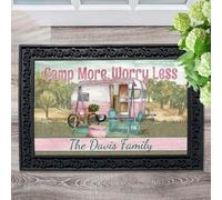 Felpudo Entrada casa Felpudo Personalizado Acampa más, preocúpate Menos