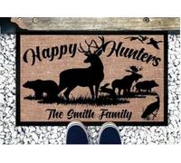 Felpudo Entrada casa Felpudo Personalizado con Ciervo, Alce, jabalí y Ganso para la Caza. ¡Felices Cazadores!