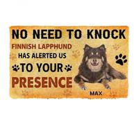 Felpudo Entrada casa Felpudo Personalizado con el Nombre de Perro Lapphund finlandés: No Hace Falta Llamar