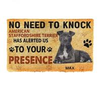 Felpudo Entrada casa Felpudo Personalizado con el Nombre de un American Staffordshire Terrier: No Hace Falta Llamar