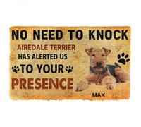 Felpudo Entrada casa Felpudo Personalizado con el Nombre de un Perro Airedale Terrier: No Hace Falta Llamar