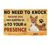 Felpudo Entrada casa Felpudo Personalizado con el Nombre de un Perro Basenji: No Hace Falta Llamar