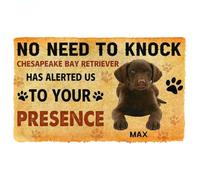 Felpudo Entrada casa Felpudo Personalizado con el Nombre de un Perro Chesapeake Bay Retriever: No Hace Falta Llamar