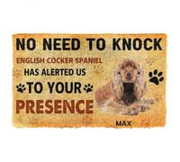 Felpudo Entrada casa Felpudo Personalizado con el Nombre de un Perro Cocker Spaniel inglés: No Hace Falta Llamar