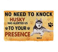 Felpudo Entrada casa Felpudo Personalizado con el Nombre de un Perro Husky: No Hace Falta Llamar