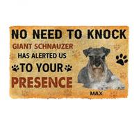 Felpudo Entrada casa Felpudo Personalizado con el Nombre de un Schnauzer Gigante: No Hace Falta Llamar