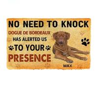 Felpudo Entrada casa Felpudo Personalizado con el Nombre del Perro Dogo de Burdeos: No Hace Falta Llamar