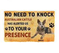 Felpudo Entrada casa Felpudo Personalizado con el Nombre No Need To Knock de Australian Cattle Dog