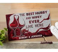Felpudo Entrada casa Felpudo Personalizado con la Frase El Mejor Esposo y Esposa Vive aquí.