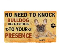 Felpudo Entrada casa Felpudo Personalizado con Nombre de Bulldog: No Hace Falta Llamar
