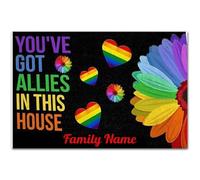 Felpudo Entrada casa Felpudo Personalizado con Nombre y Familia - Tienes aliados en Esta casa - Felpudo de Apoyo a la Comunidad LGBT