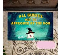 Felpudo Entrada casa Felpudo Personalizado de Halloween con diseño de Perros: Todos los Invitados Deben ser aprobados por el Perro.