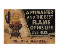 Felpudo Entrada casa Felpudo Personalizado para Interiores y Exteriores: Pareja de parrilleros, Maestro parrillero y la Mejor Llama de su Vida. Divertido Felpudo para Interiores y Exteriores.