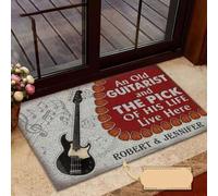 Felpudo Entrada casa Felpudo Personalizado Personalizado con bajo de Cinco Cuerdas de una Pareja Mayor