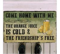 Felpudo Entrada casa Felpudo Vintage Divertido: Ven a casa Conmigo, Zumo de Naranja