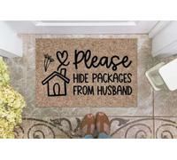 Felpudo Entrada casa Frase Graciosa: «por Favor, esconde los Paquetes de tu Marido». Felpudo para Interior y Exterior.