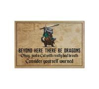 Felpudo Entrada casa Gato más allá de aquí Hay Dragones Felpudo