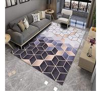 Felpudo Entrada Casa Geometría Azul Dorado Felpudo Exterior Poliéster Alfombra Salon Lavable Alfombra Entrada Casa Suave Engrosar Alfombras de Habitacion Antideslizante Tapete 50x80cm