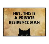 Felpudo Entrada casa Hola, Soy un Hombre Que Vive en una residencia privada. - Felpudo con diseño de Gatos Graciosos, Amantes de los Gatos.