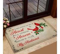 Felpudo Entrada casa Homenaje - Una Gran Parte de mi corazón Vive en el Cielo. Él es mi Esposo.