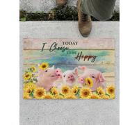 Felpudo Entrada casa Hoy elijo ser Feliz. Felpudo de Cerdo y Girasol.