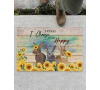 Felpudo Entrada casa Hoy elijo ser Feliz. Felpudo de Conejo y Girasol.