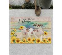 Felpudo Entrada casa Hoy elijo ser Feliz. Felpudo de Oveja y Girasol.