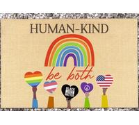 Felpudo Entrada casa La Humanidad es ambas Cosas, Black Lives Matter, Igualdad LGBT, Justicia, la Ciencia es Real. Felpudo para Interiores y Exteriores.