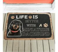 Felpudo Entrada casa La Vida es Mejor con un Perro Salchicha. Felpudo Divertido para Interiores y Exteriores.