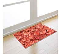 Felpudo Entrada Casa Ladrillo Flor Roja Felpudo Exterior Poliéster Alfombra Salon Lavable Alfombra Entrada Casa Suave Engrosar Alfombras de Habitacion Antideslizante Tapete 40x60cm