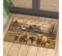 Felpudo Entrada casa Las Vacas de Las Highlands Viven como si Alguien hubiera dejado la Puerta Abierta.