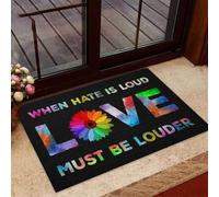 Felpudo Entrada casa LGBT - Flor: Cuando el Odio resuena, el Amor Debe ser más Fuerte. Felpudo para Interiores y Exteriores.