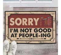 Felpudo Entrada casa Lo Siento, no se me da Bien Tratar con la Gente. Felpudo Divertido. Regalo de cumpleaños para Amantes de los Libros.