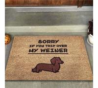 Felpudo Entrada casa Lo Siento si te tropiezas con mi Salchicha - Felpudo de Bienvenida fácil de Limpiar