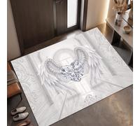 Felpudo Entrada Casa Lujo Discreto Y Minimalismo Alfombra Gris Plateado, 80x120cm | Tapete de Pelo Corto Alas Diamantes Pasillo Europeo, Antideslizante, Fácil Limpieza para Habitacion, Baño, Cocina