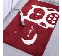 Felpudo Entrada Casa Luna De Búho Rojo Felpudo Exterior Antideslizante Alfombra Lavable Felpudos para Entrada a Casa Pasillos Cocina Baño Alfombra Exterior(40x60cm)