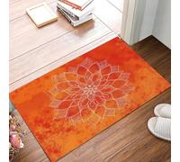 Felpudo Entrada Casa Mandala De Líneas Naranja Rojizas 40 x 60 cm, Alfombra Antideslizante, Tapete Entrada Lavable Arte Lineal Minimalista, Alfombrilla Para Balcón, Pasillo, Cocina, Rojo Anaranjado