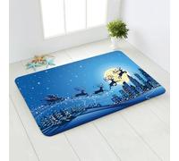 Felpudo Entrada Casa Navidad Luna Azul Alfombra Salon Lavable Alfombra Entrada Casa Exterior Poliéster Felpudo Exterior Suave Alfombras de Salon Antideslizante Alfombras de Habitacion 100x150cm