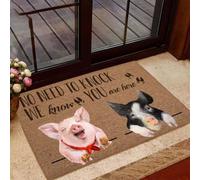 Felpudo Entrada casa No Hace Falta Llamar, Estamos aquí. Felpudo de Bienvenida Pig Easy Clean.